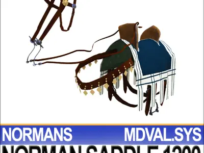 Saddle Medieval Norman Bridle Harness 1200 3D model