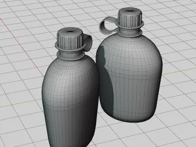 Low Poly Game Ready Military Bottle For AAA games Low-poly 3D model