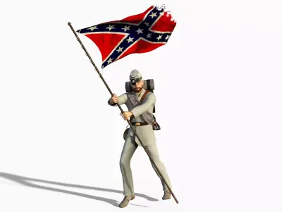 American Civil War Confederate soldier - Johnny Reb Rigged  Low-poly 3D model