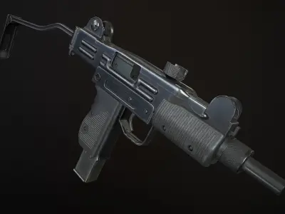 Mini Uzi PBR 4k Texture Low-poly 3D model