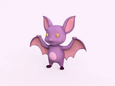 Cartoon Bat Cute  Low-poly 3D model