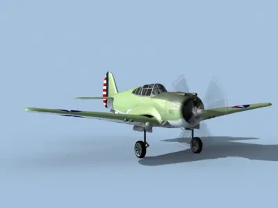 Curtiss P-36C Hawk V06 USAAF 3D model