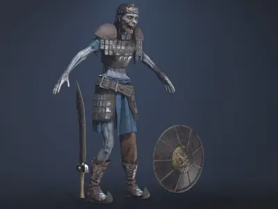 Zombie Scout Soldier with armor and weapons Low-poly 3D model