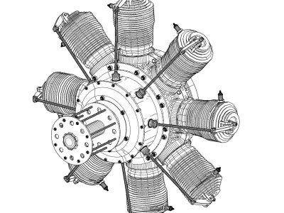 Rotary engine Gnome Monosoupape 3D print ready 3D print model