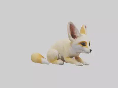Fennec Fox hiding model Low-poly 3D model