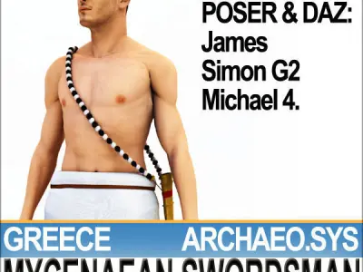 Ancient Greek Mycenaean Swordsman Set Poser Daz 3D model