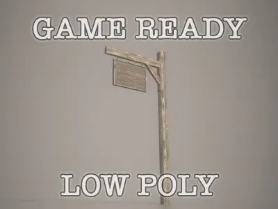 Old Sign Low-poly game ready Low-poly 3D model