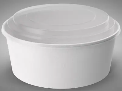 Paper Food Bowl with Clear Lid for Soup for Salad 50 Oz 1500 ml Mockup 3D model