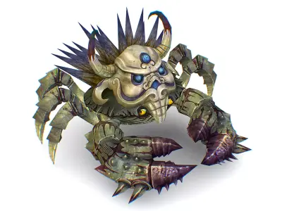 Gray Giant Crab Shell Crayfish Arthropods Sea Animal Low-poly 3D model