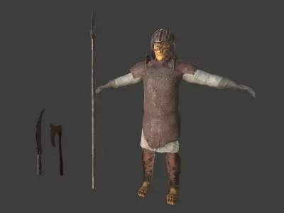 Goblin warrior Low-poly 3D model