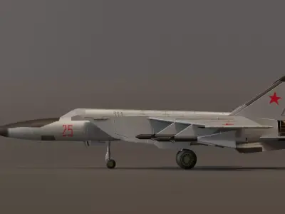 MiG-25 Fighter Jet 3D Model Lowpoly Low-poly 3D model