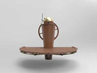 Steering and compass sailing ship 3D model