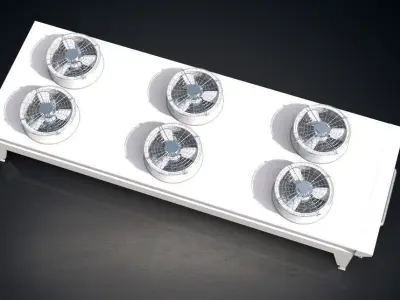 Chiller stainless steel table with three pots 3D model