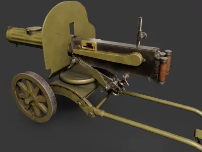 Maxim M1910 - Historic Heavy Machine Gun Low-poly 3D model