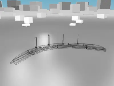 White and Red Road Traffic Barrier - Part 29 - Low-poly 3D model