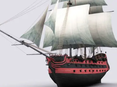 17 sailing ship Low-poly 3D model