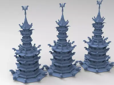Dragon master Temple tower 3D model