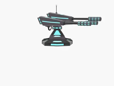 Tower Defense Cannon Low-poly 3D model