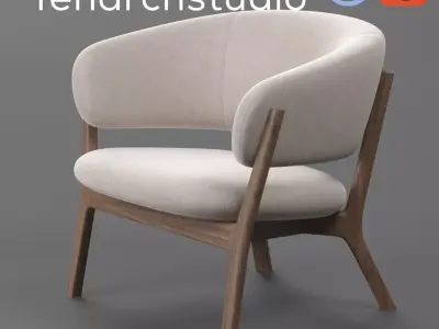tenarchstudio round arm chair 4259 render ready vray corona Free 3D model