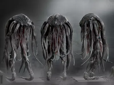 Sci Fi Alien Octopus Low-poly 3D model