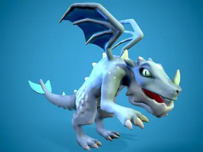 cartoon frost dragon Low-poly 3D model