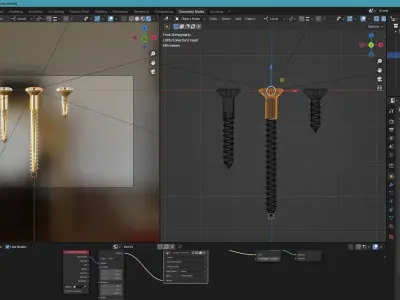 Golden Philips Screw Chipboard Editable Render Ready Model Low-poly 3D model