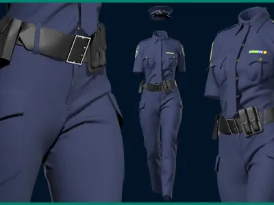 female police uniform with texture 3D model