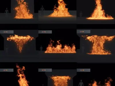 10 Fire Animations Pack 3D model