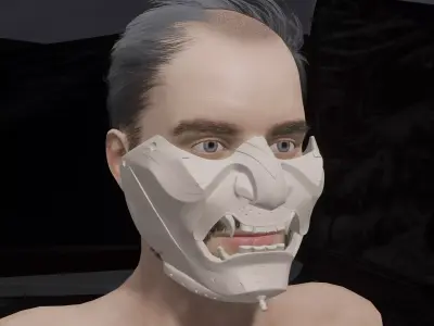 Cyberpunk Samurai Half-Mask 3D print model