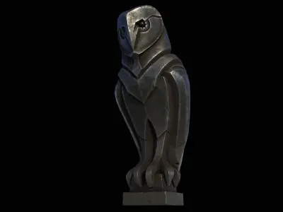 Grass Owl Statue PBR Low-poly 3D model