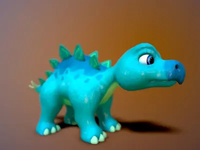 cartoon baby stegosaur Low-poly 3D model