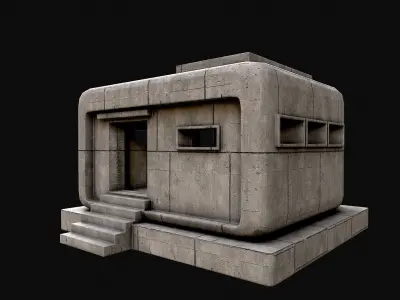 Military Concrete Bunker Base 9 Low-poly 3D model