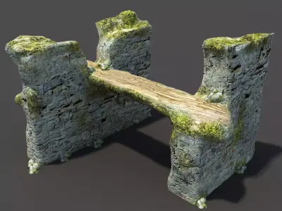English Castle Ruin 8 Low-poly 3D model