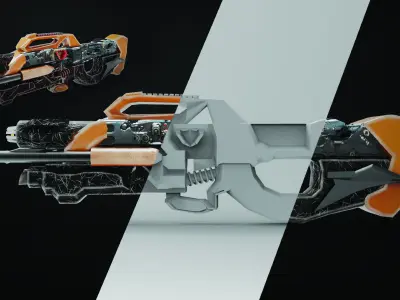 Ruin Sci-Fi Gun Low-poly 3D model