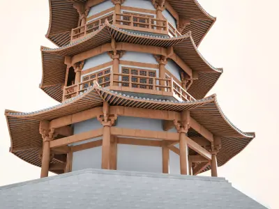 Chinese tower Low-poly 3D model