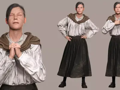 Elda Realistic Elderly Woman 3D Character Model Free low-poly 3D model