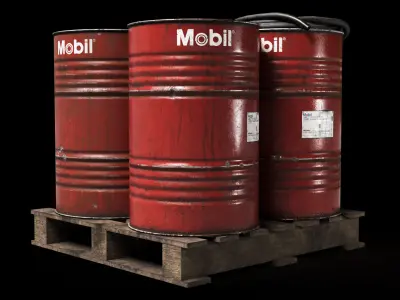 Oil drums set Low-poly 3D model