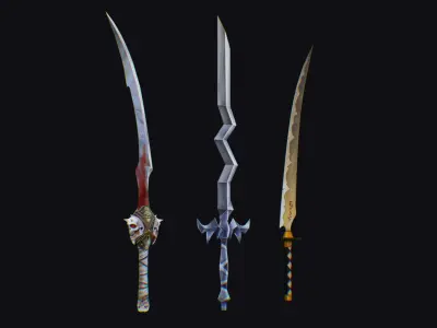 Sword Edged Weapon One Handed Medieval Melee Knife Iron Blade Low-poly 3D model