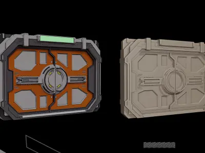 8 Futuristic Sci-Fi Door kitbash 3D model