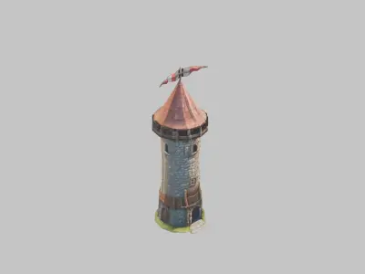 Lowpoly STylized medieval tower Low-poly 3D model