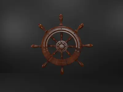 ship wheel Low-poly 3D model