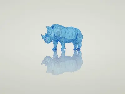 low poly rhino - polygonal Free 3D model
