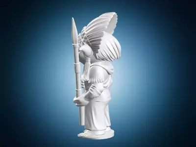Tribal Yoda Character with Spear Miniature 3D print model