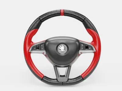 Red Cover Steering Wheel 3D model