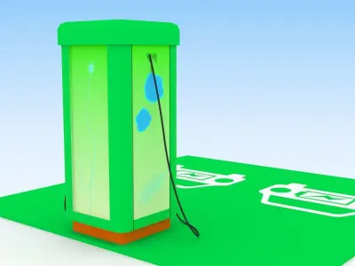 Electric vehicle charging station Low-poly 3D model