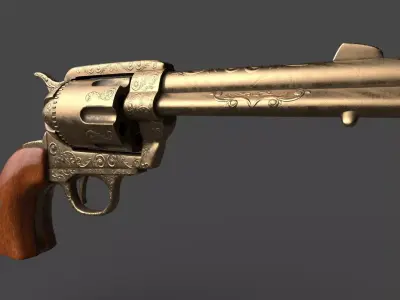 Revolver Gun Low-poly 3D model