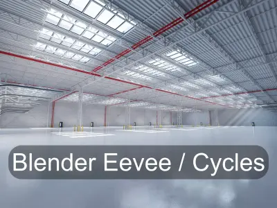 Large modern warehouse for Blender Eevee and Cycles Low-poly 3D model