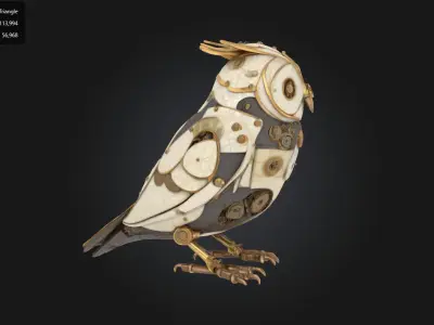 Steampunk Mechanical Owl 3D model