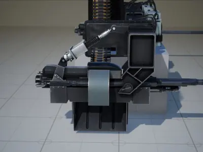 Autocannon for a Helicopter Low-poly 3D model