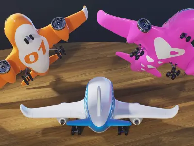 Stylized Toy Airplane Low-poly 3D model